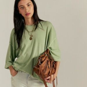 NWT Free People We the Free Perfect Oversized Tee in Soft Moss S